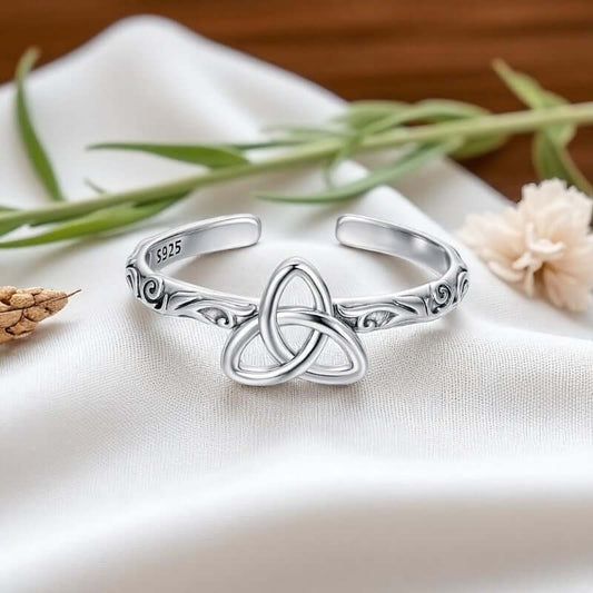Celtic Trinity Knot 925 Sterling Silver Adjustable Ring
