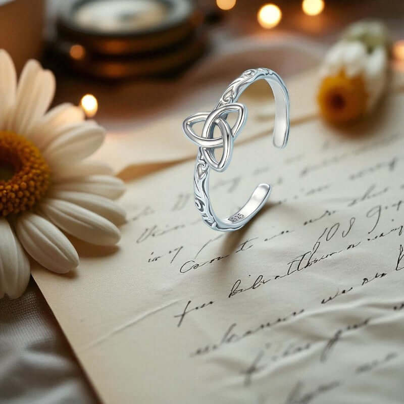 Celtic Trinity Knot 925 Sterling Silver Adjustable Ring