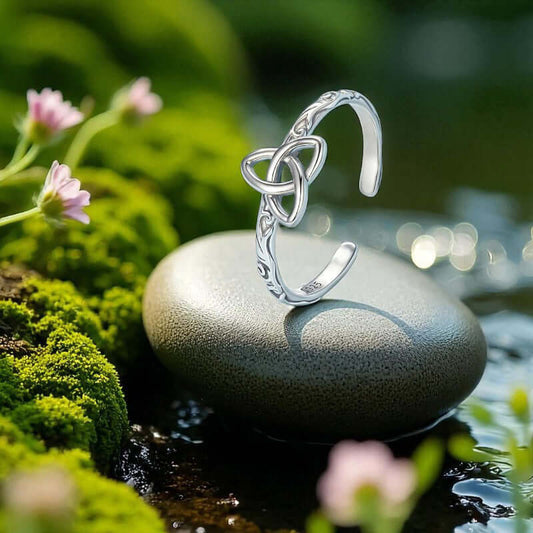 Celtic Trinity Knot 925 Sterling Silver Adjustable Ring