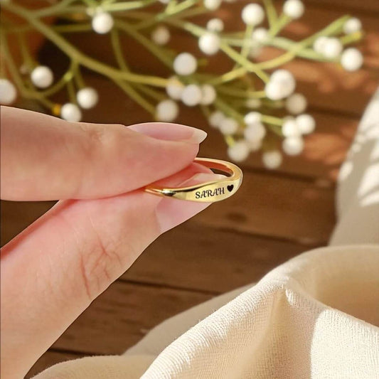 Custom Name Ring in a Delicate Stacking Style