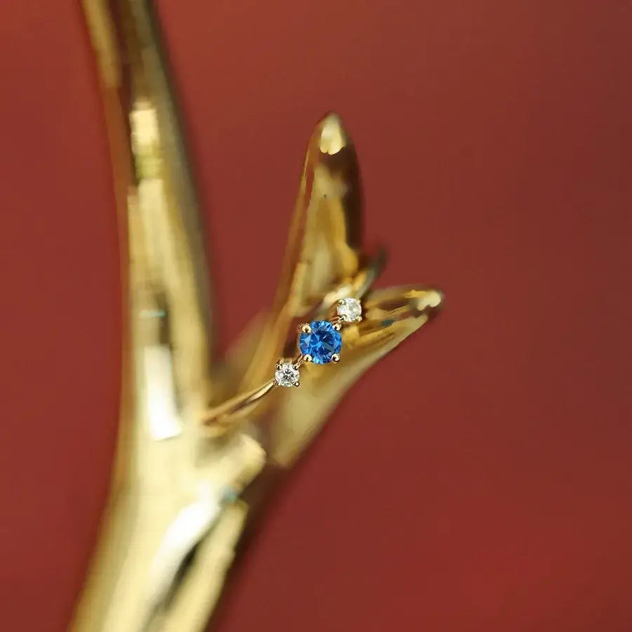 Dainty Blue Cubic Zirconia 925 Sterling Silver Ring