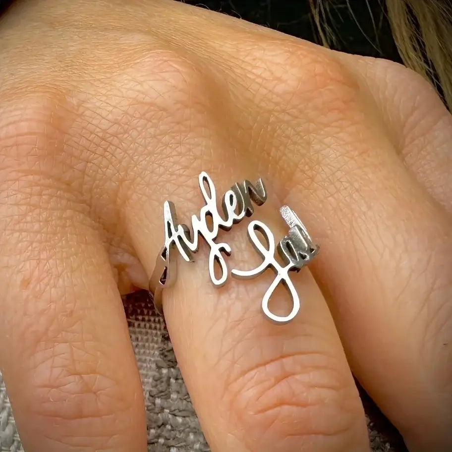 Double Name Adjustable Stainless Steel Ring