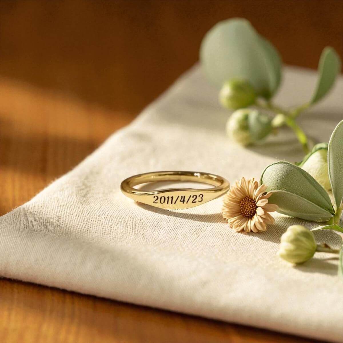 Custom Name Ring in a Delicate Stacking Style