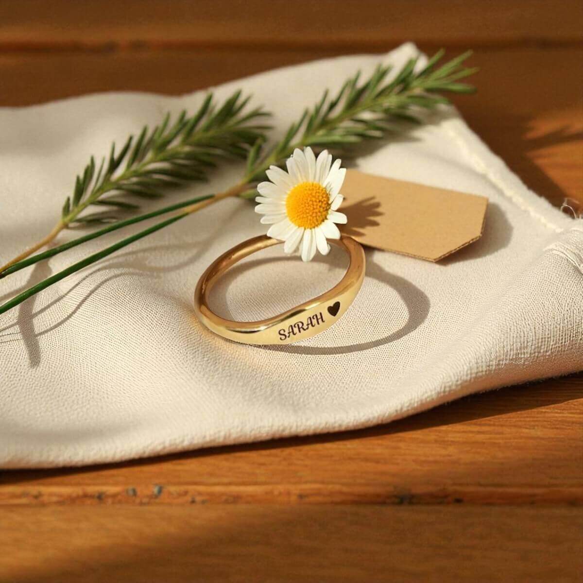 Custom Name Ring in a Delicate Stacking Style
