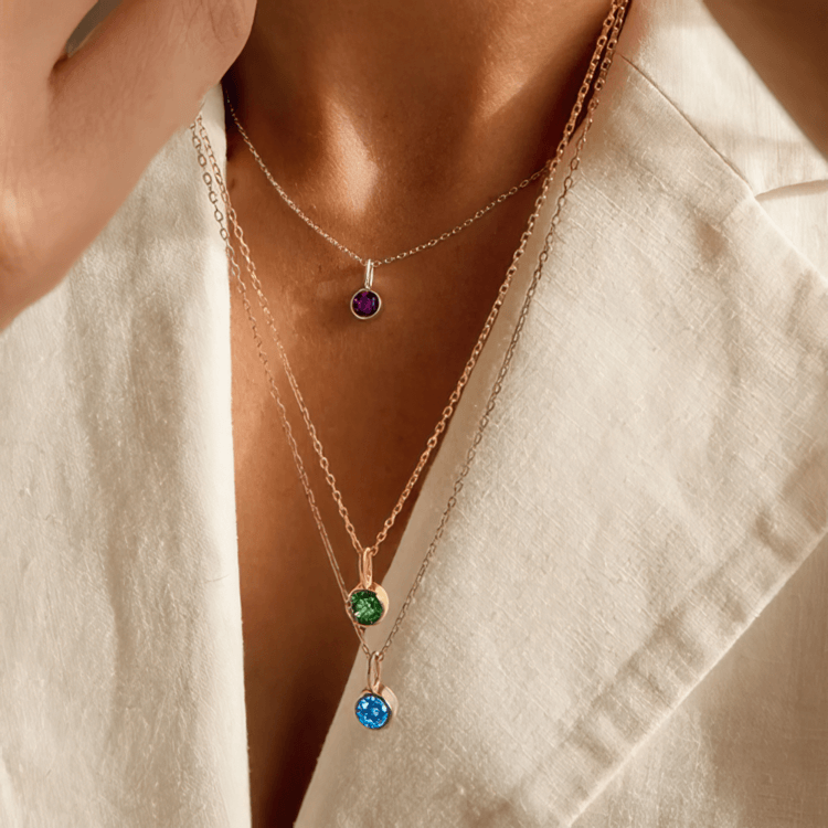 Personalized Zirconia Birthstone Pendant Necklace