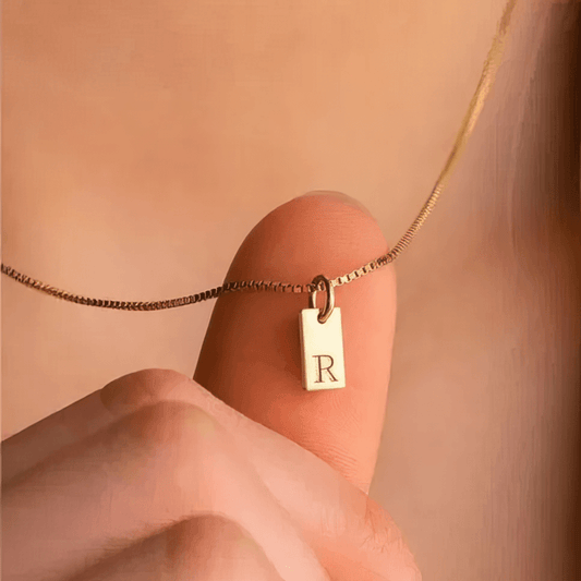 A–Z Square Letter Pendant Gold Necklace