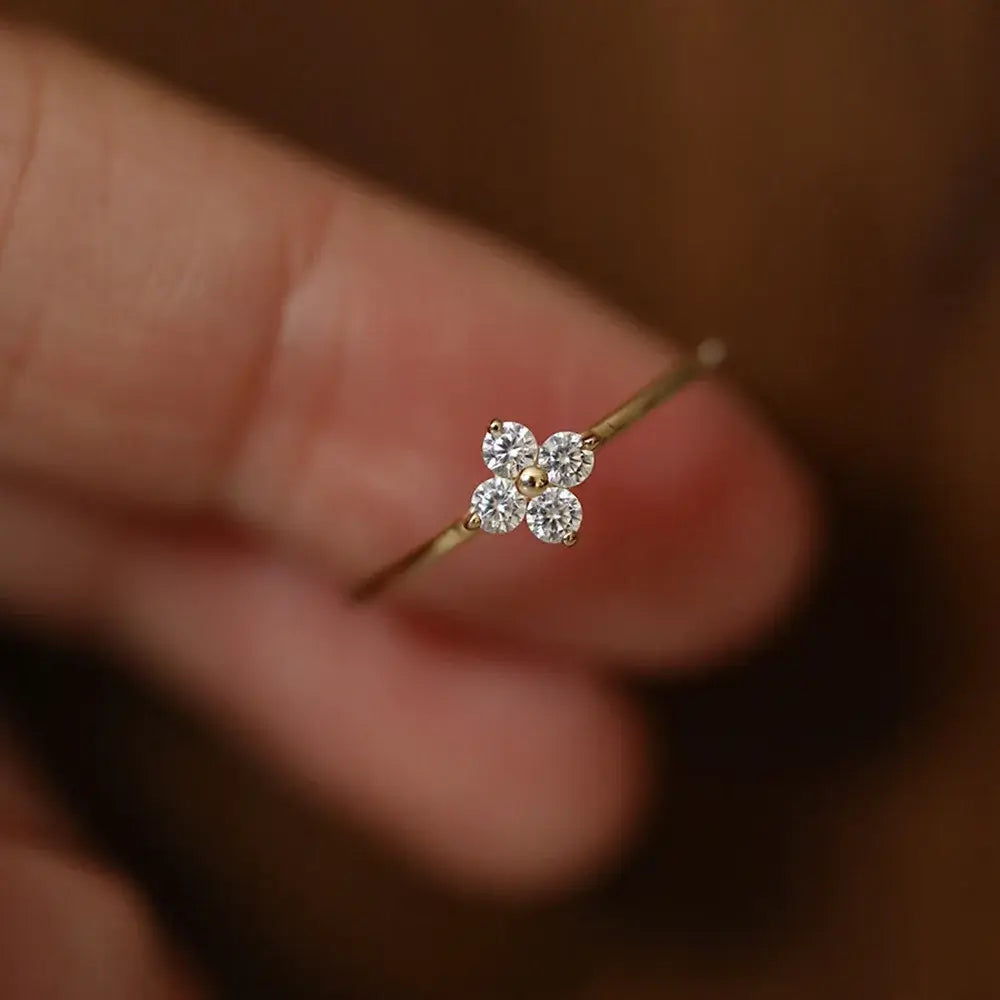 Flower Cubic Zirconia 925 Sterling Silver Ring