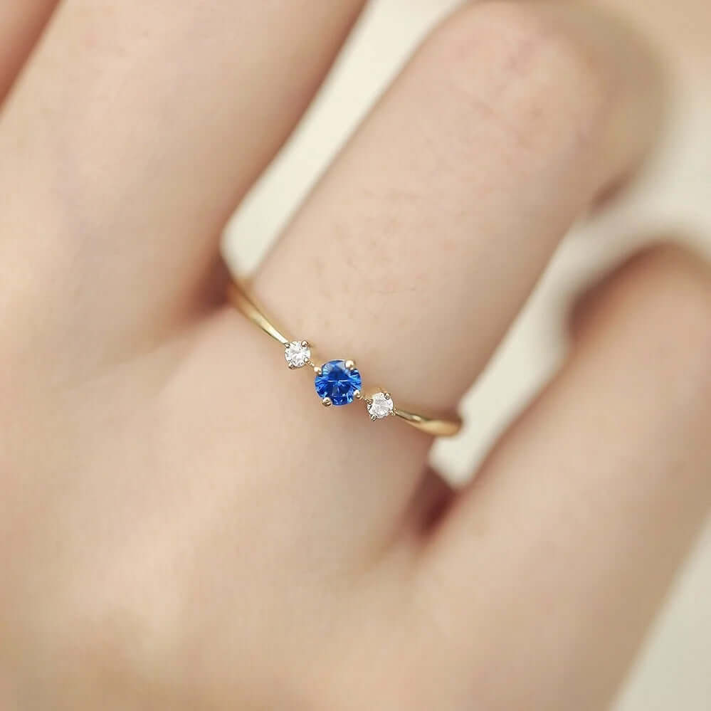 Dainty Blue Cubic Zirconia 925 Sterling Silver Ring