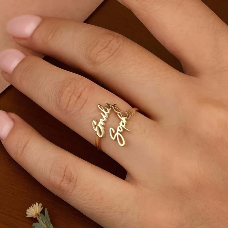 Double Name Adjustable Stainless Steel Ring