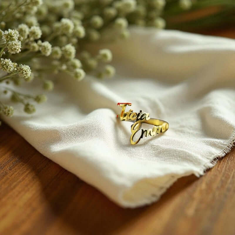Double Name Adjustable Stainless Steel Ring