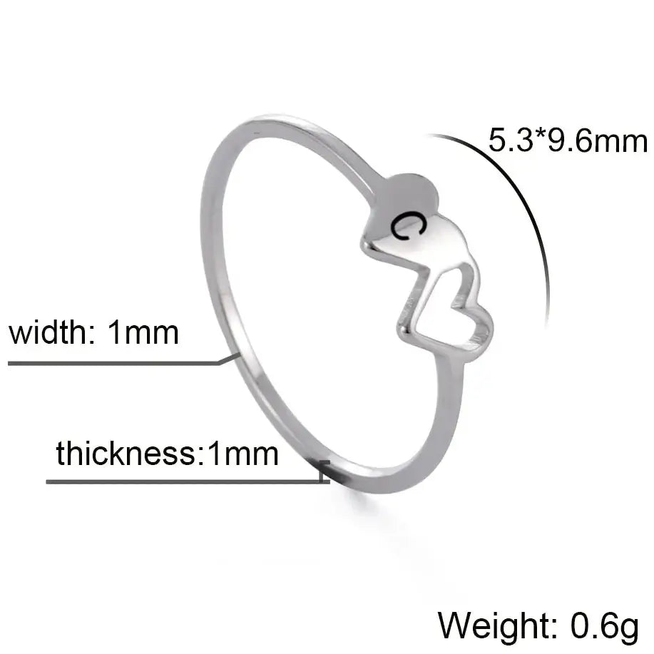 Personalized Initial Double Heart Ring