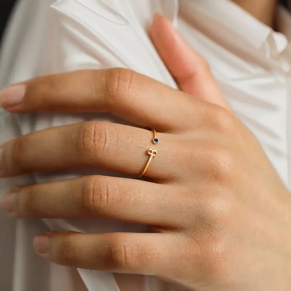 Personalized Initial & Birthstone Ring