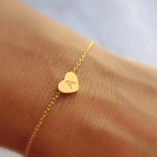 Personalized Heart Initial Letter Bracelet