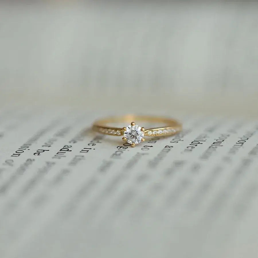 14K Gold Cubic Zirconia 925 Sterling Silver Ring