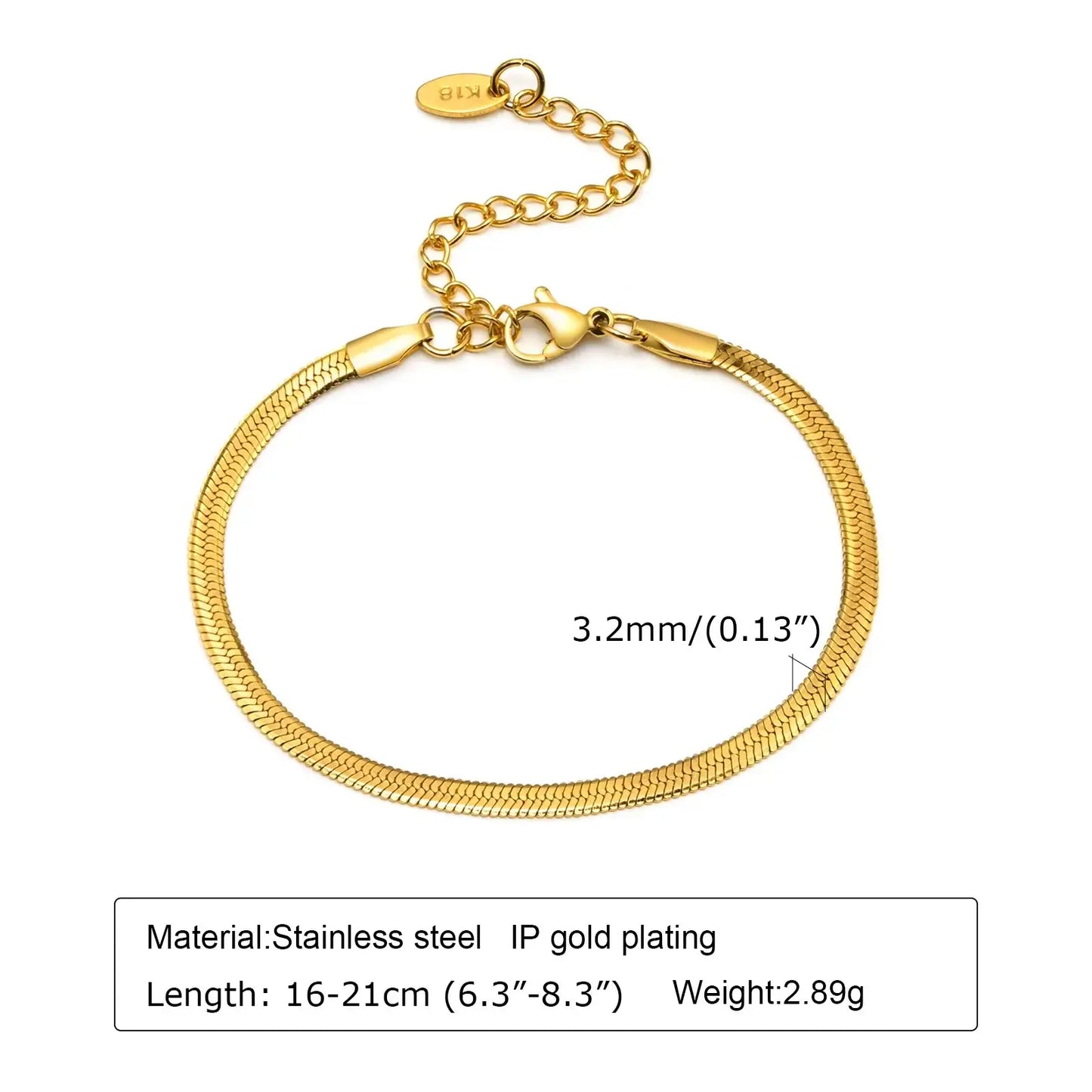 Stackable Gold-Plated Stainless Steel Chain Bracelets