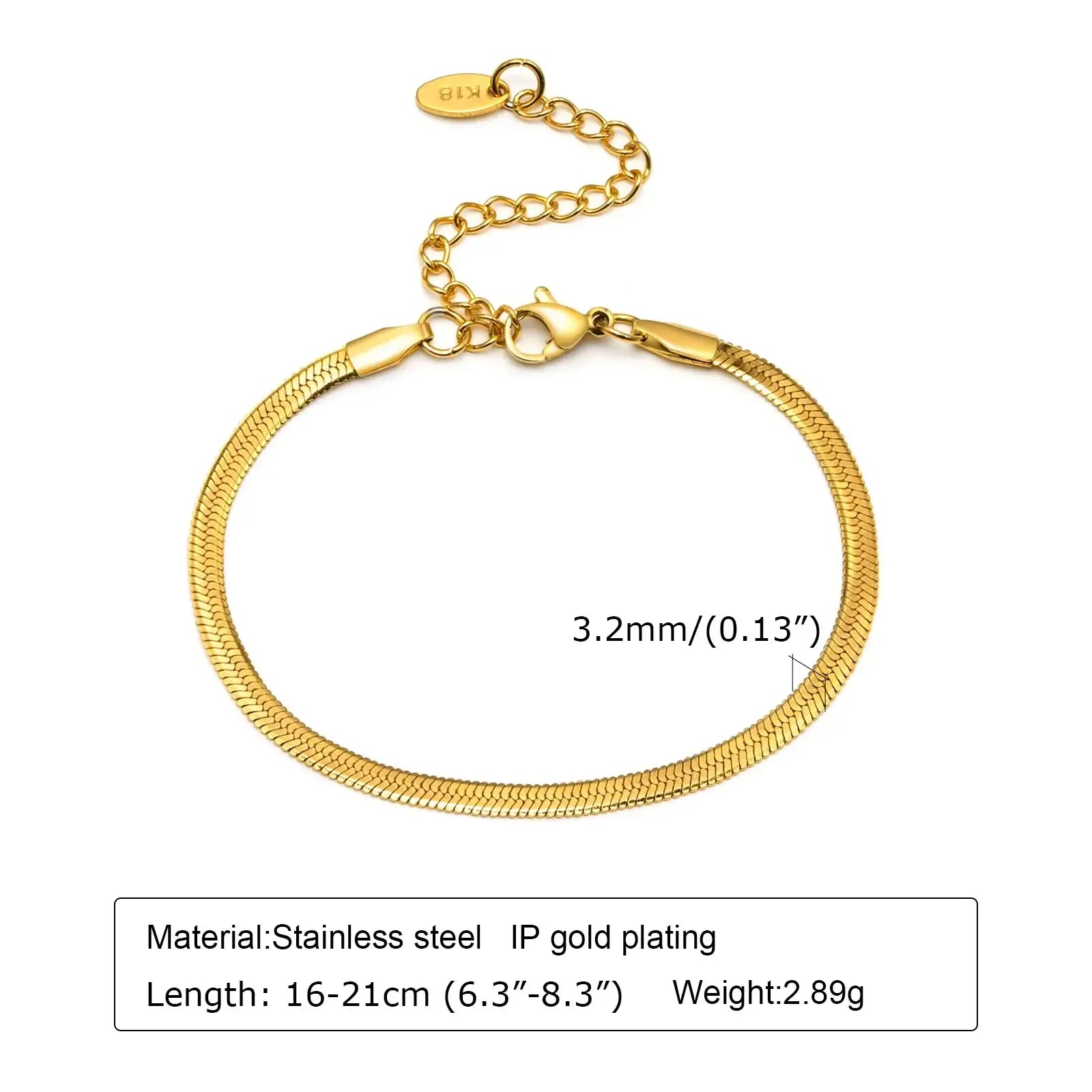 Stackable Gold-Plated Stainless Steel Chain Bracelets