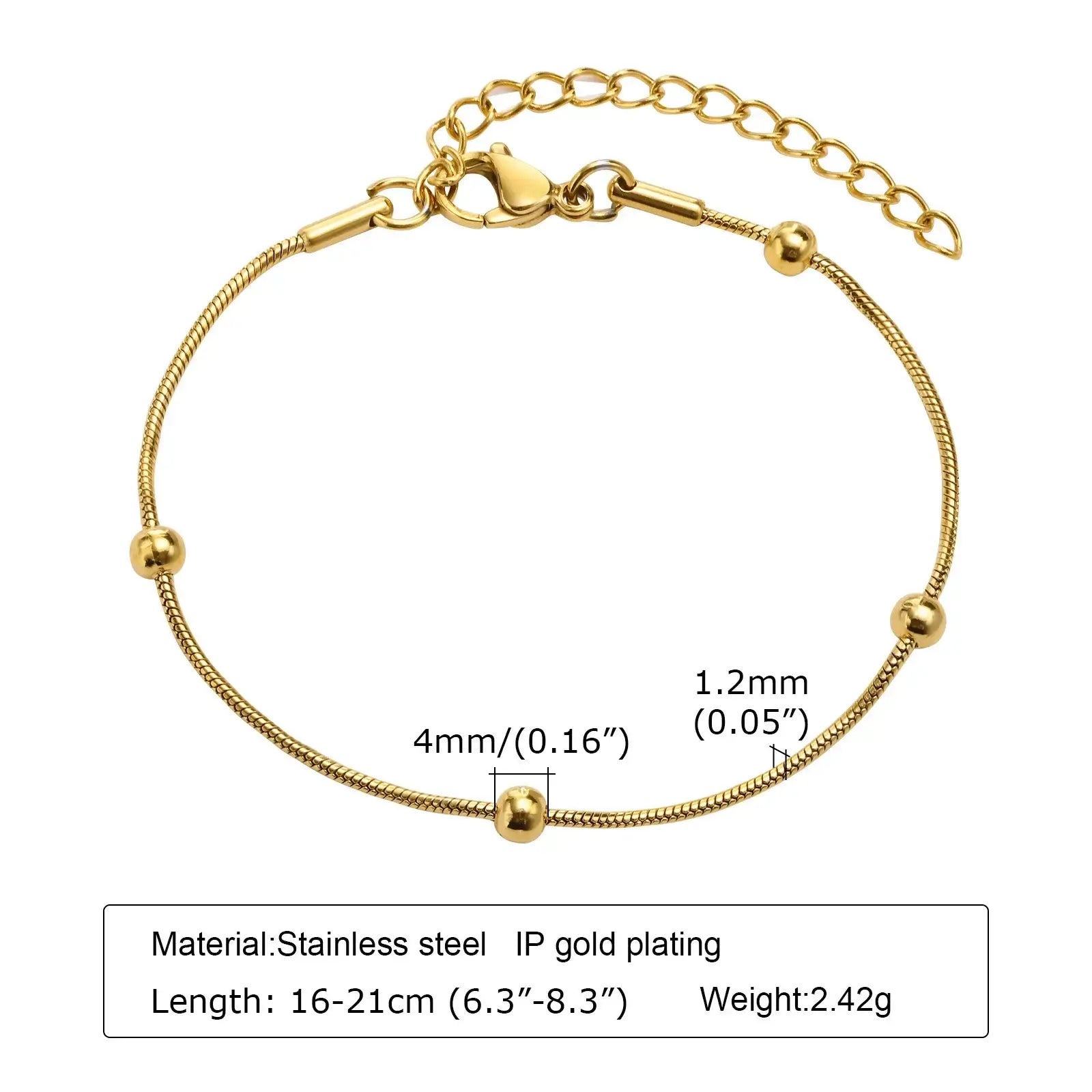 Stackable Gold-Plated Stainless Steel Chain Bracelets
