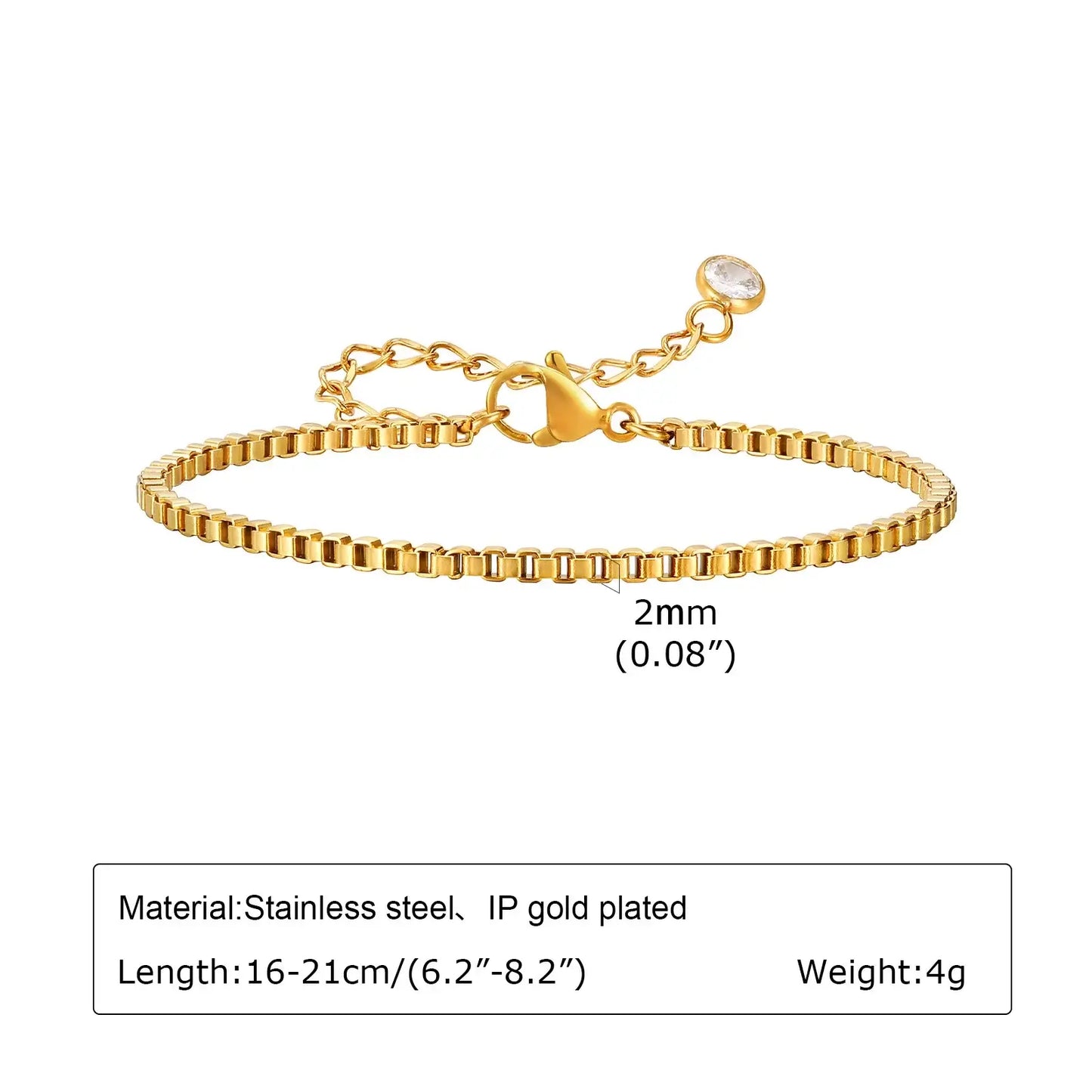 Stackable Gold-Plated Stainless Steel Chain Bracelets