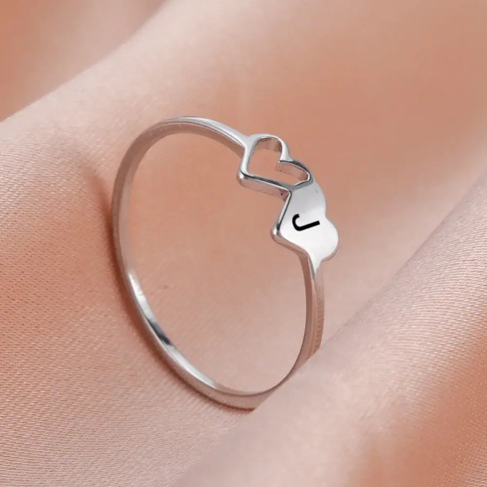Personalized Initial Double Heart Ring