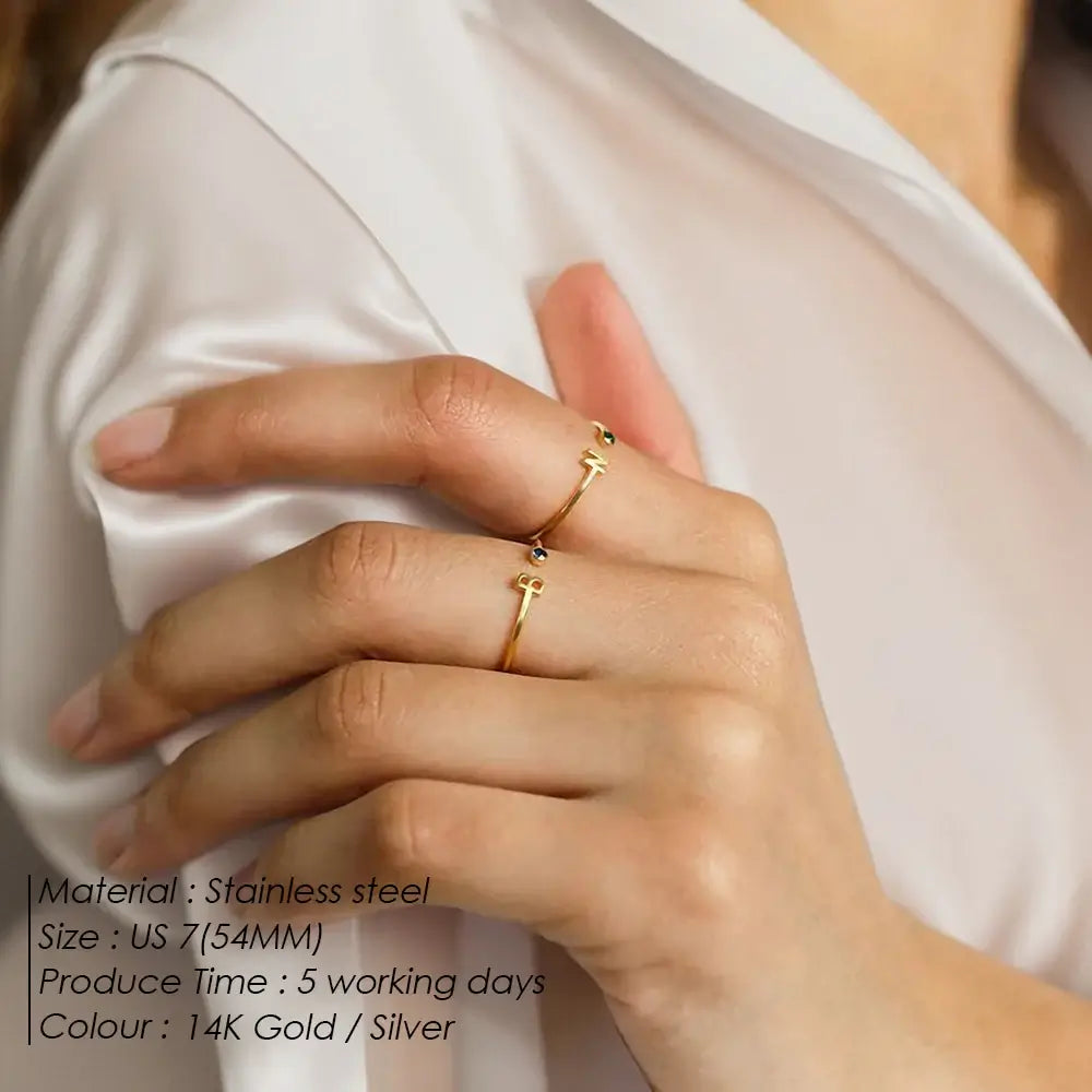 Personalized Initial & Birthstone Ring