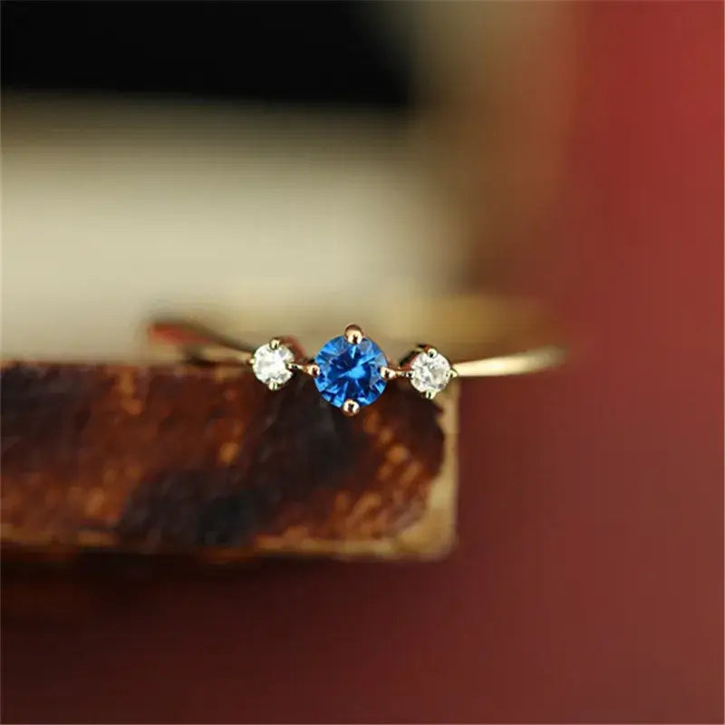 Dainty Blue Cubic Zirconia 925 Sterling Silver Ring