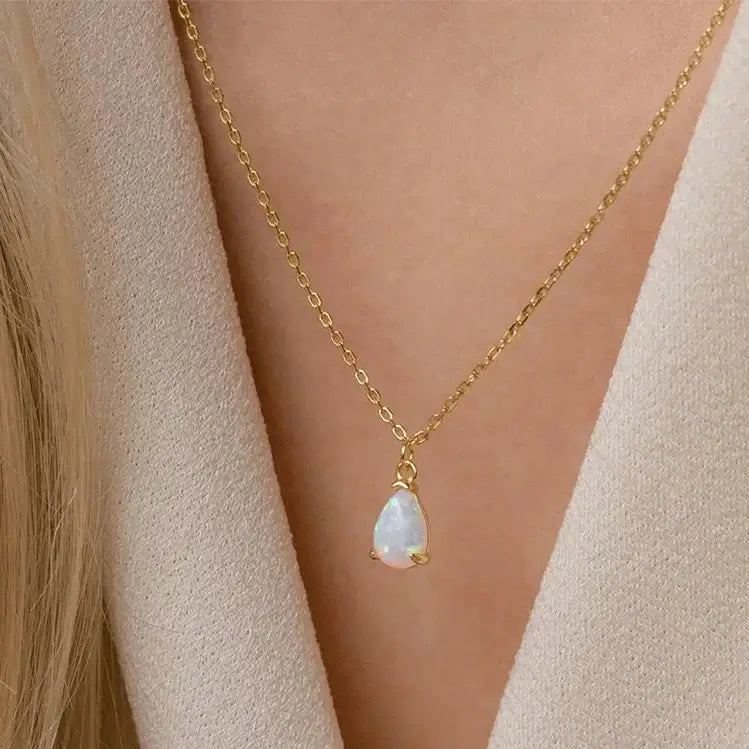 Teardrop Birthstone 14K Gold Necklace