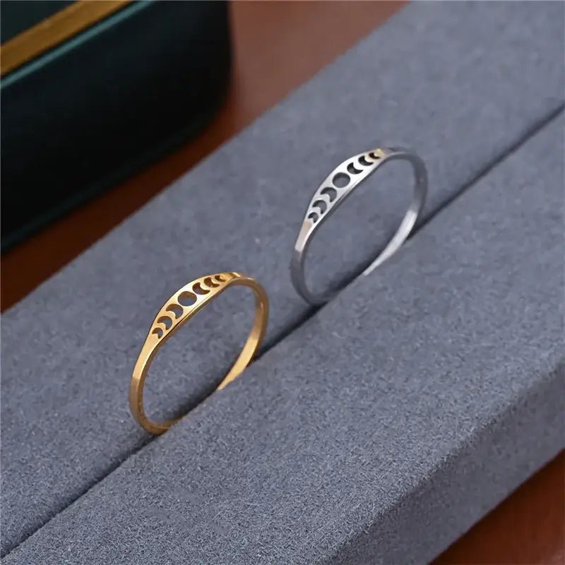Minimalist Hollow Lunar Moon Phase Ring