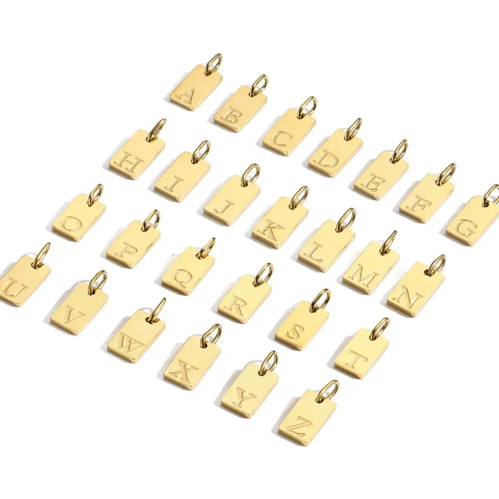A–Z Square Letter Pendant Gold Necklace