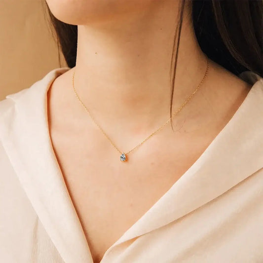 Teardrop Birthstone 14K Gold Necklace