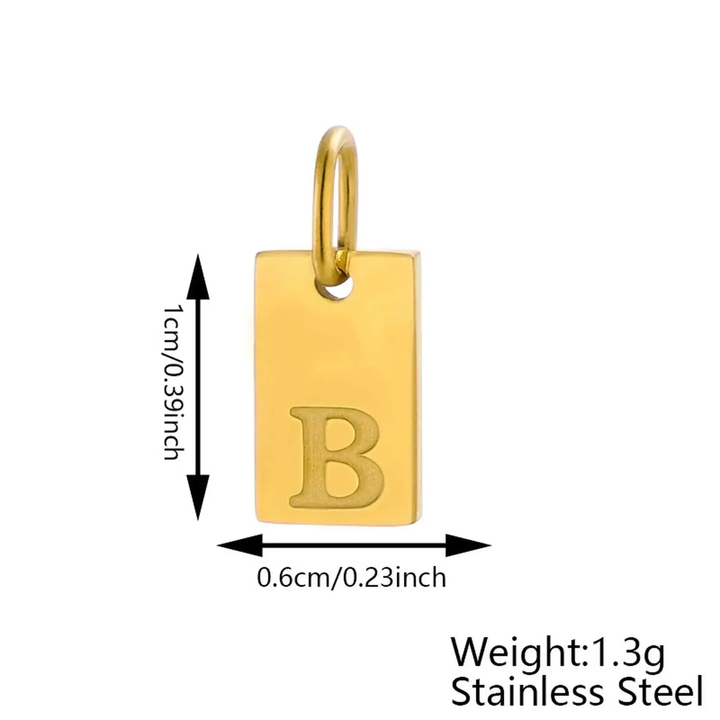 A–Z Square Letter Pendant Gold Necklace