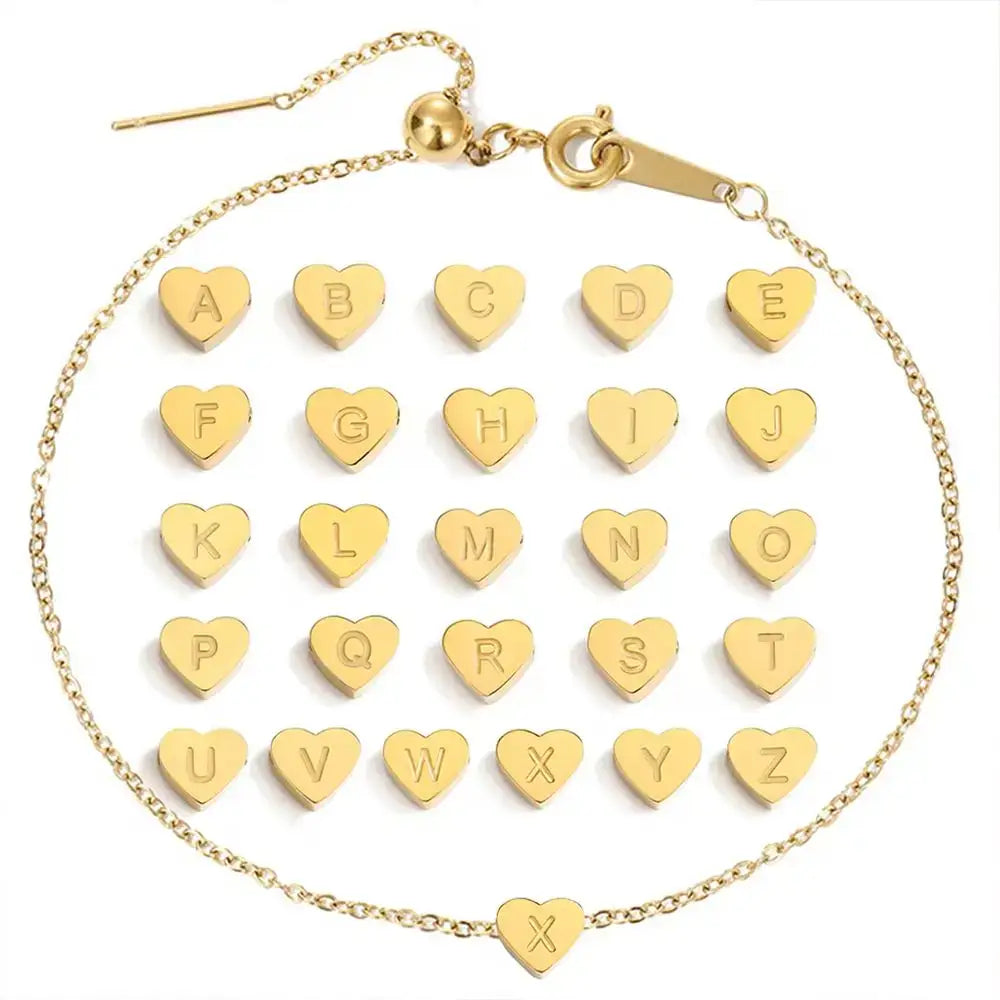 Personalized Heart Initial Letter Bracelet