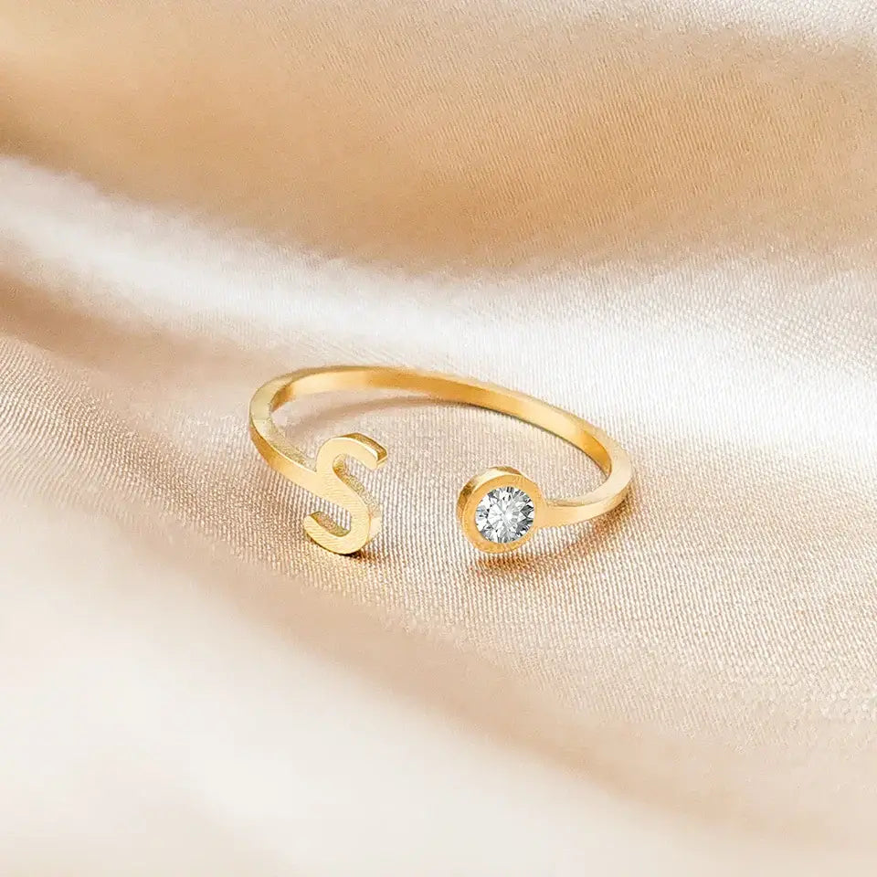 Personalized Initial & Birthstone Ring