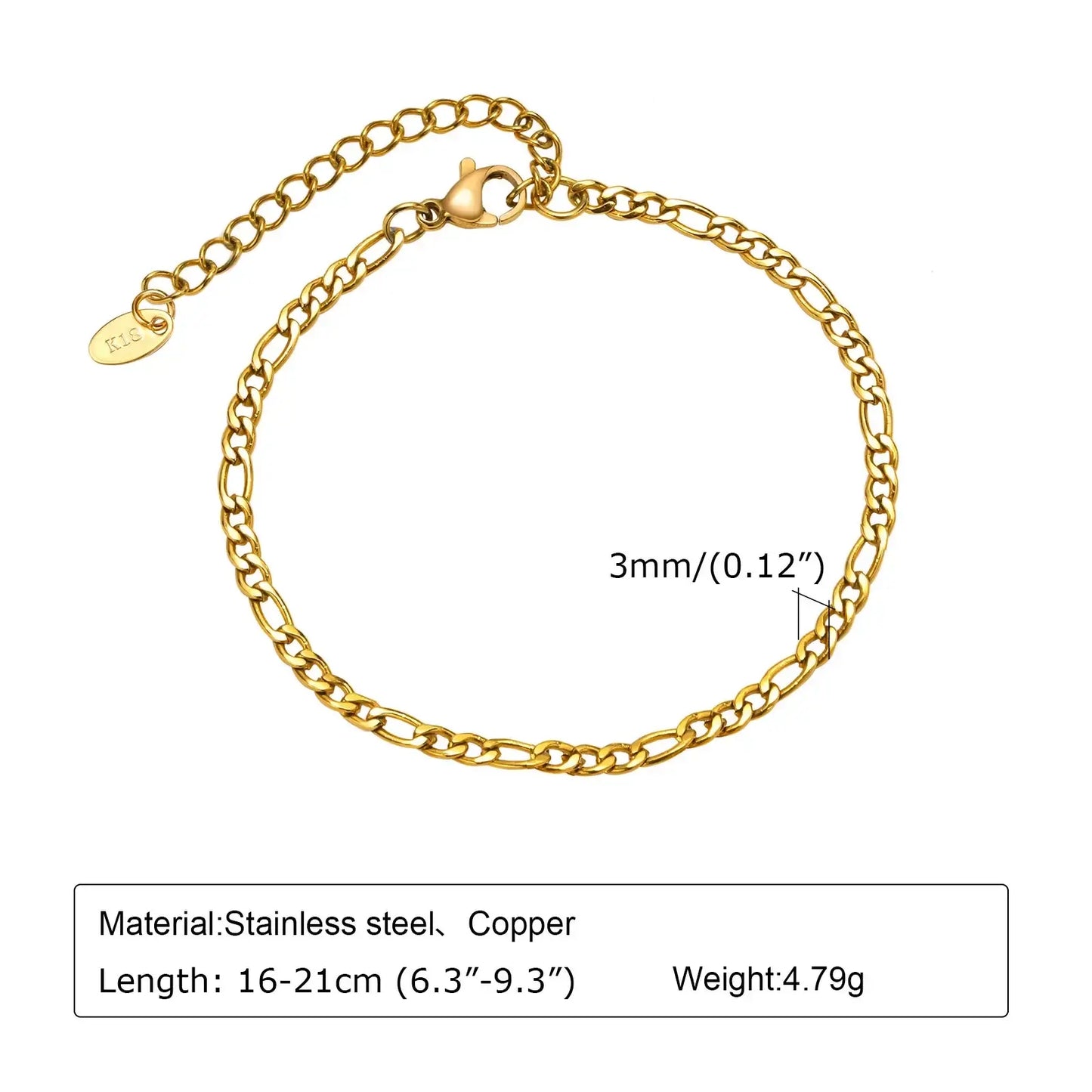 Stackable Gold-Plated Stainless Steel Chain Bracelets