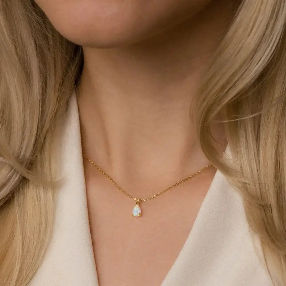 Teardrop Birthstone 14K Gold Necklace