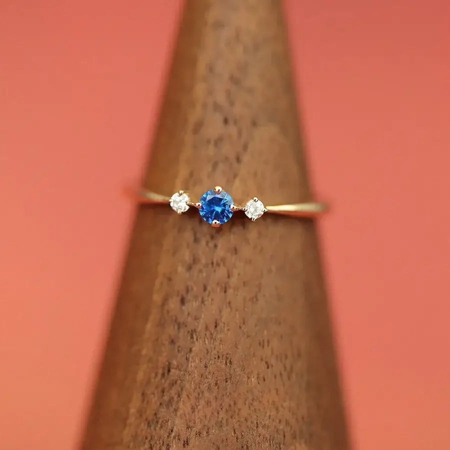 Dainty Blue Cubic Zirconia 925 Sterling Silver Ring