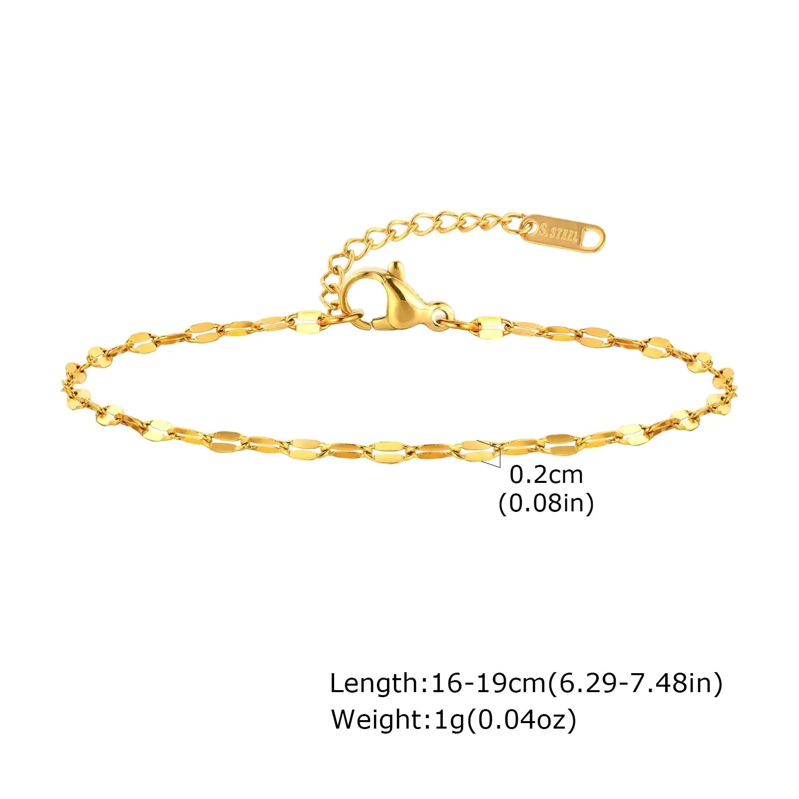 Stackable Gold-Plated Stainless Steel Chain Bracelets