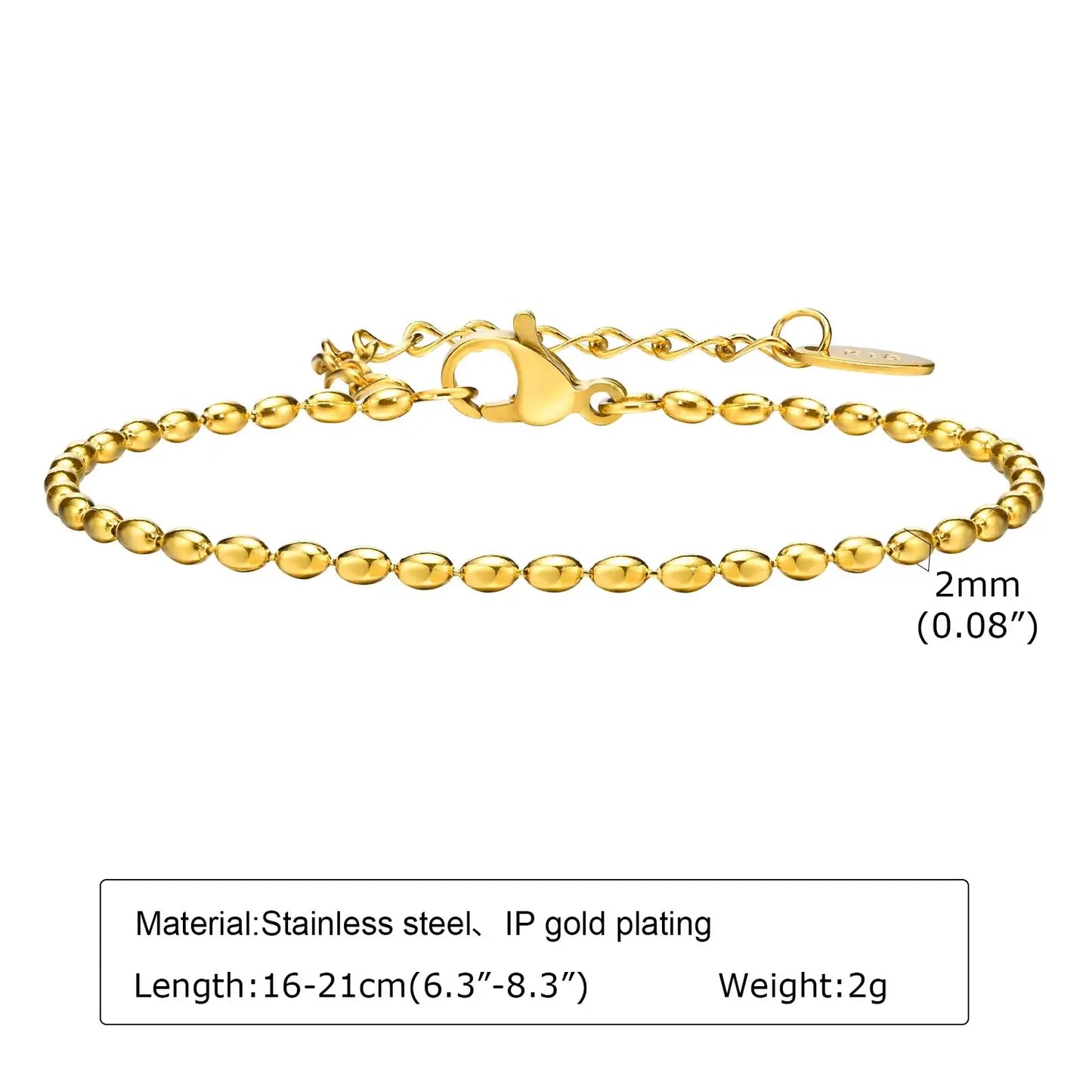 Stackable Gold-Plated Stainless Steel Chain Bracelets