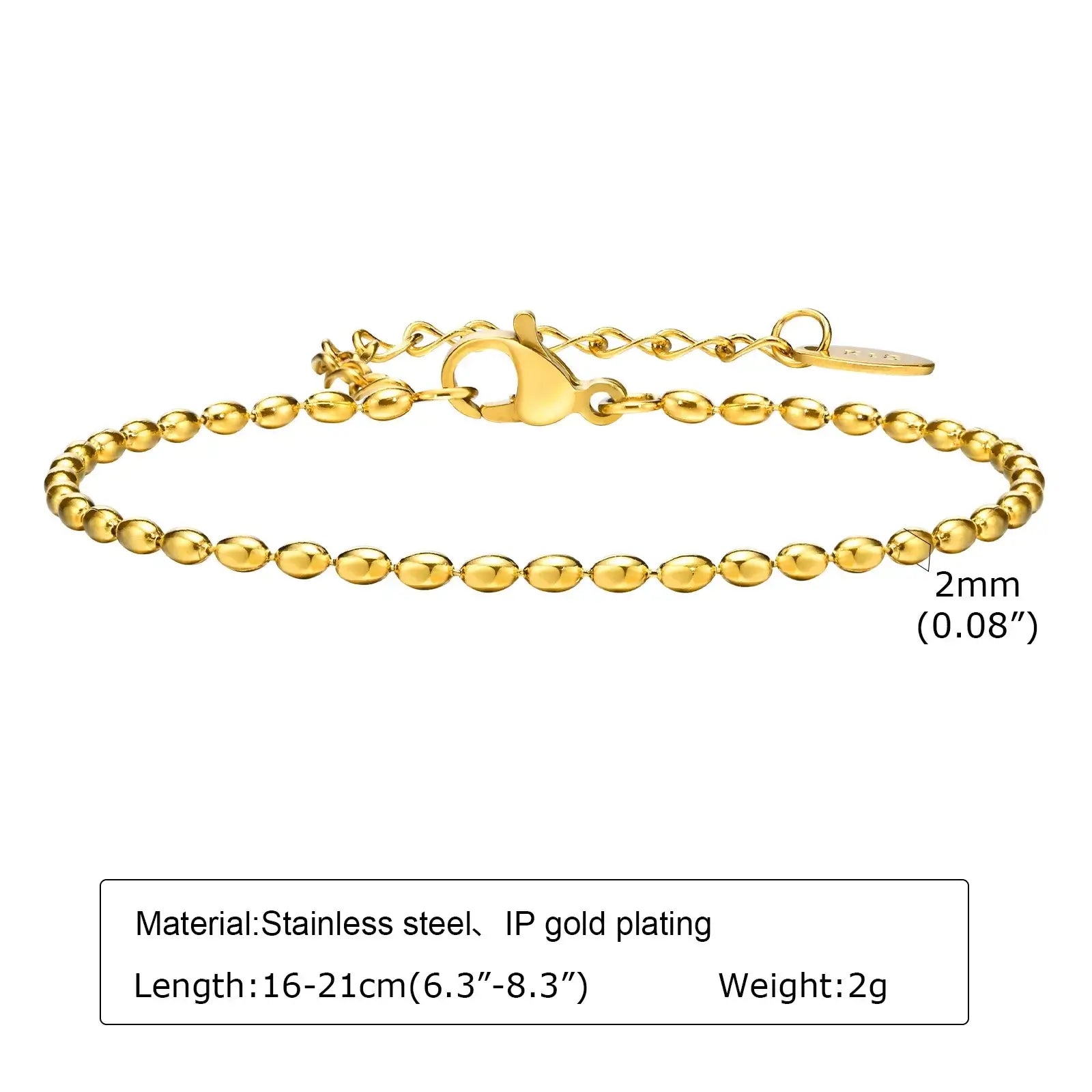 Stackable Gold-Plated Stainless Steel Chain Bracelets
