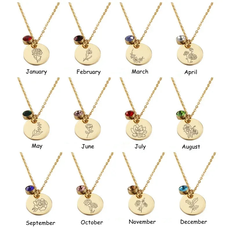 birth flower necklace gift for mom