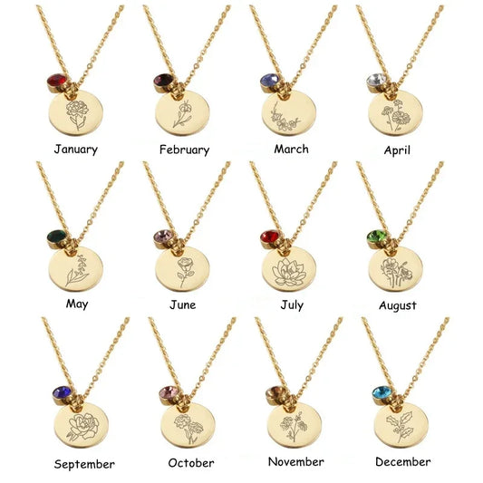 birth flower necklace gift for mom