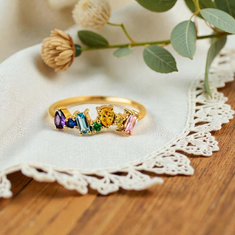 Rainbow Colored CZ Finger Ring